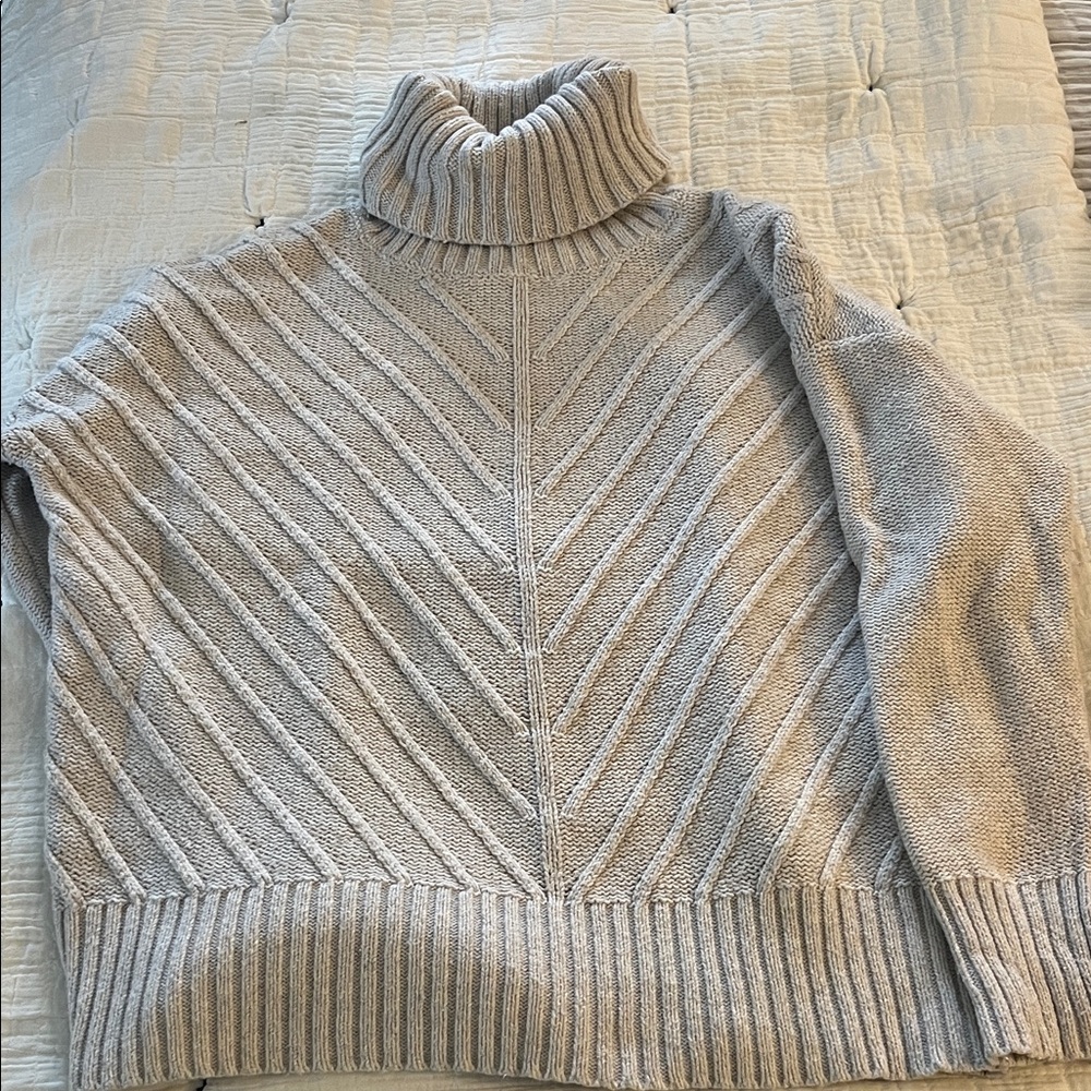 Splendid Light Beige/Grey Turtleneck Neck Sweater Medium